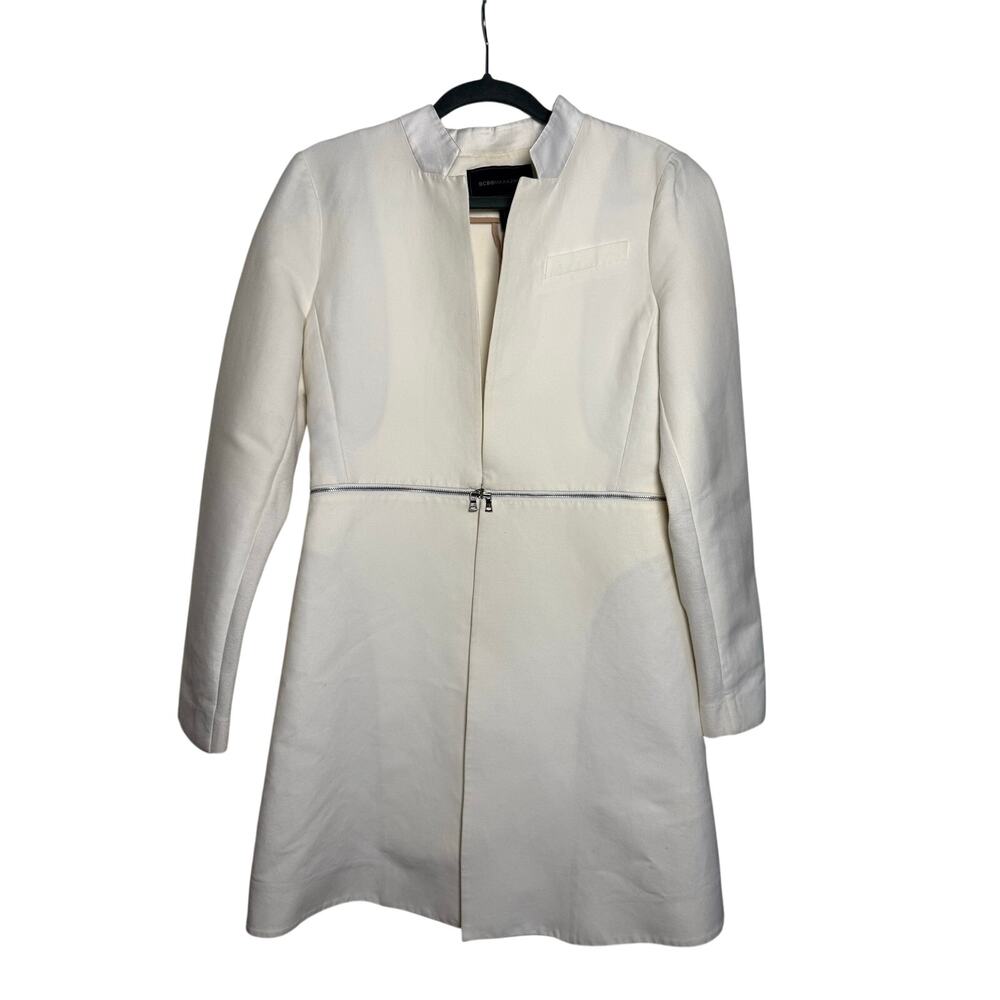 BCBG MaxAzria Arelia Long Blazer Women's Medium in Ivory
